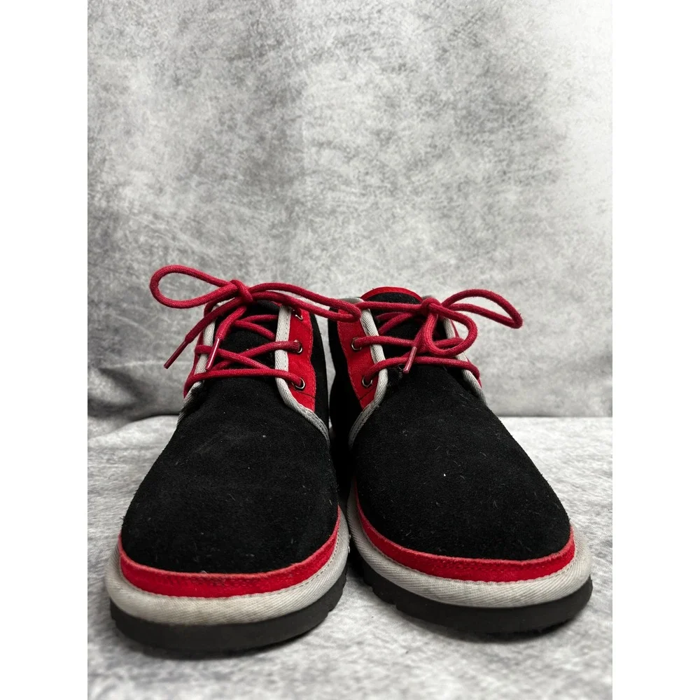 UGG Men's Neumel Black Red Gray Sherpa Lined Suede Chukka Boots Size 8